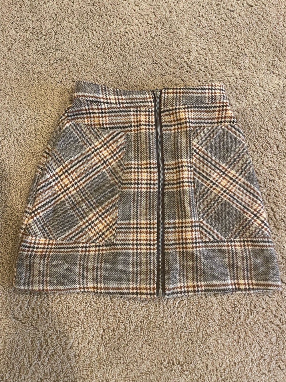 Altar'd State Plaid Zip-Front Mini Skirt in Gray & Brown - Picture 2 of 10